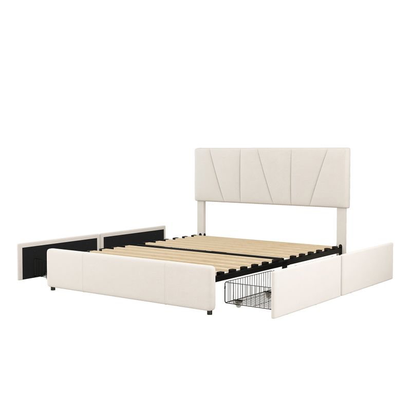 Plateforme de Polster Double taille, avec deux lames de protection sur deux côtés, tête de lit polyvalente, Beige (140x200cm)_voghion.com