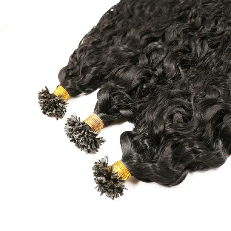 Extension per capelli umani con punta piatta brasiliana pre-incollata, onda d'acqua, fusione di cheratina, punta K, capelli da 100 g, 100 pezzi_voghion.com