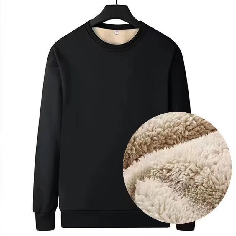 2025 Europäische und amerikanische neue Mode Herbst- und Winterpullover Herren Samt Rundhals Einfarbig Lose Thermounterwäsche Dicke Herrenbekleidung_voghion.com