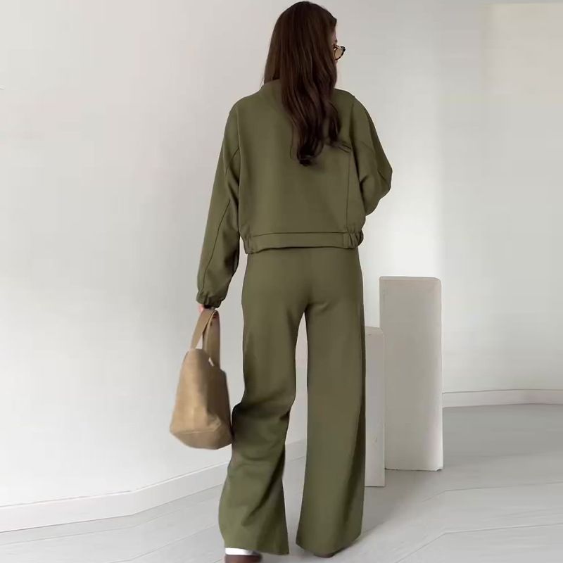 Women's Clothing autumn new women's clothing lazy style short sweater versatile trousers two piece suit_voghion.com