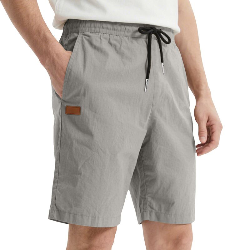 Pantalones de playa para hombre, de verano, informales, ligeros y lujosos, de cinco puntos, con cordón cruzado, talla grande_voghion.com