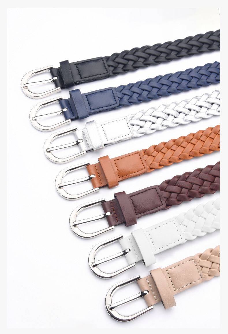 Geflochtener Damengürtel, geflochtener Retro-Gürtel für Damen mit lässigem Hosenkleid, dünner, lochfreier Damengürtel_voghion.com