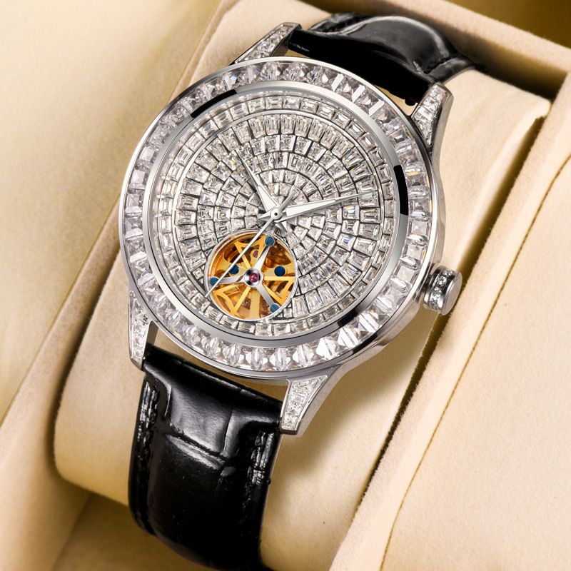New Full Diamond Automatic Mechanical Men's Watch Luminous Fashion Wristwatch 5037_voghion.com
