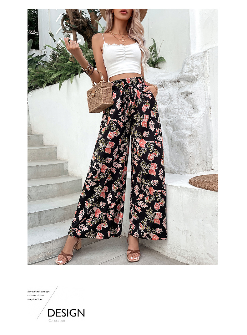 Black Printed Large Flare Wide Leg Pants_voghion.com