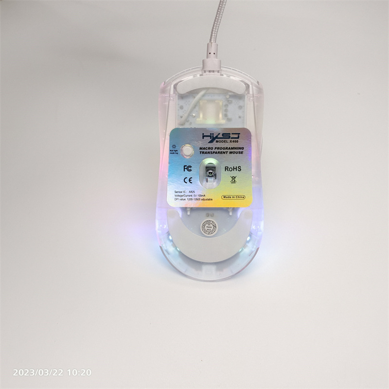 X New Arrival Wired Transparent Game Mou RGB-ljuseffekt USB-gränssnittshastighet DPI-nyckel Custom ro Pro P_voghion.com