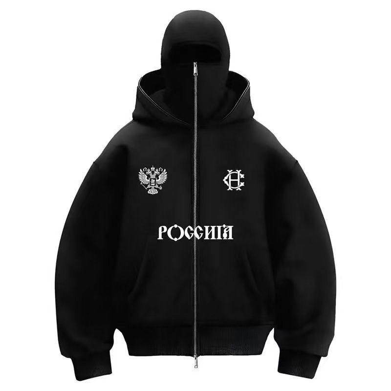 Felpa con cappuccio dello stesso stile da uomo, più felpa con cappuccio in velluto con doppio cappuccio, felpa con cappuccio ampia Y2K, autunno e inverno_voghion.com