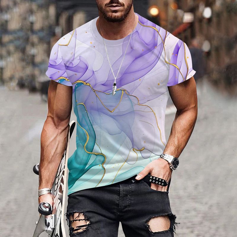 2024 Heißer Verkauf 3D Digitaldruck Sommer Neuer Trend Kreatives Kurzarm-T-Shirt für Männer_voghion.com