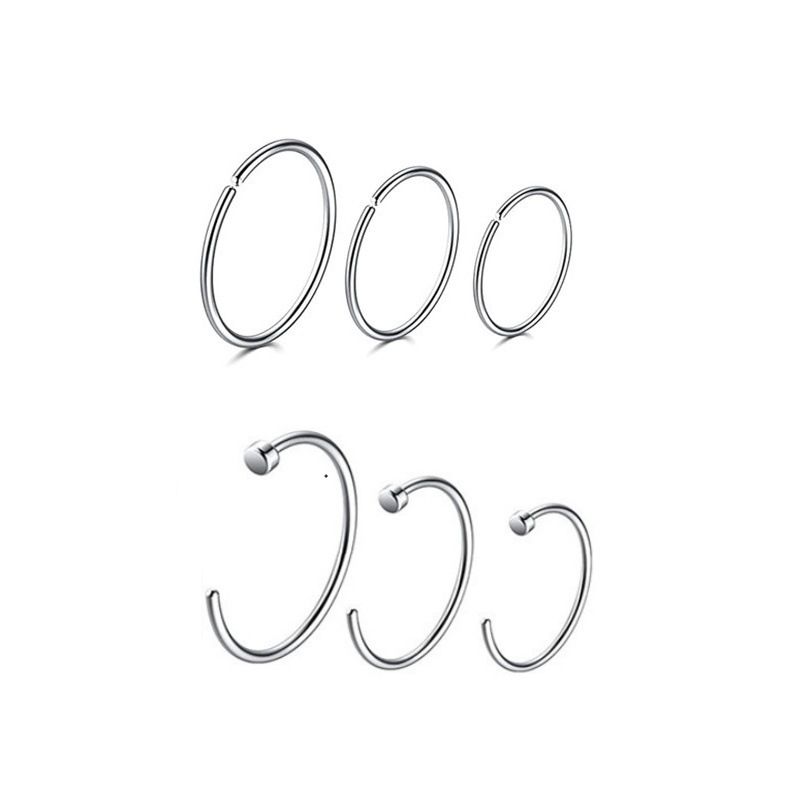 Women's Jewelry Stainless Steel Nose Nail Set 18 Pieces Piercing Nose Ring Set Titanium Steel Nose Jewelry_voghion.com