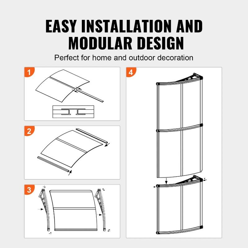 Tenda da sole Tenda da sole UPF Porta Finestra Tenda da sole 38 Porta esterna sporgente 50+ Finestra X 117 Porta esterna Pensilina in policarbonato Ingresso anteriore_voghion.com