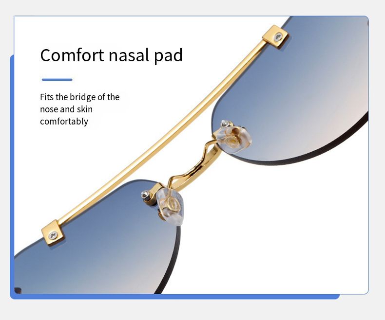 Neuheiten Retro Geparden Dekoration Randlose Sonnenbrille für Frauen Männer Metall Steampunk Sonnenbrille Rahmenlose Fashion Shades UV400_voghion.com
