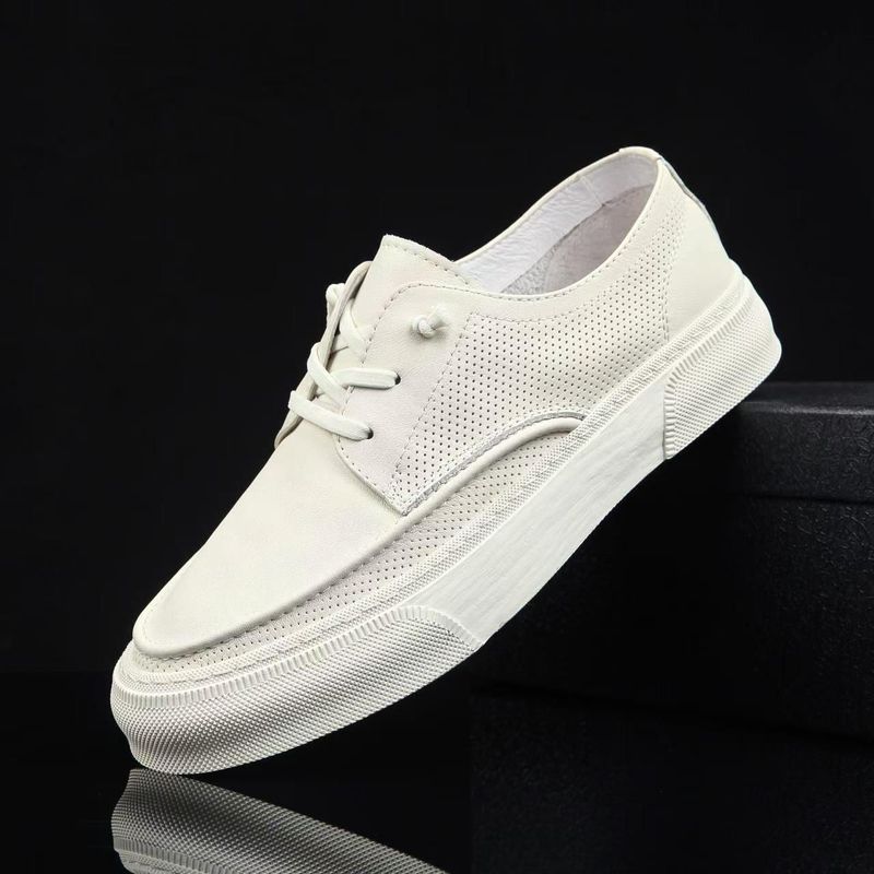 Herren Sommer Neue Echtleder Trendy Casual Sneakers Einfache Atmungsaktive Mode Vielseitige Weiße Schuhe_voghion.com