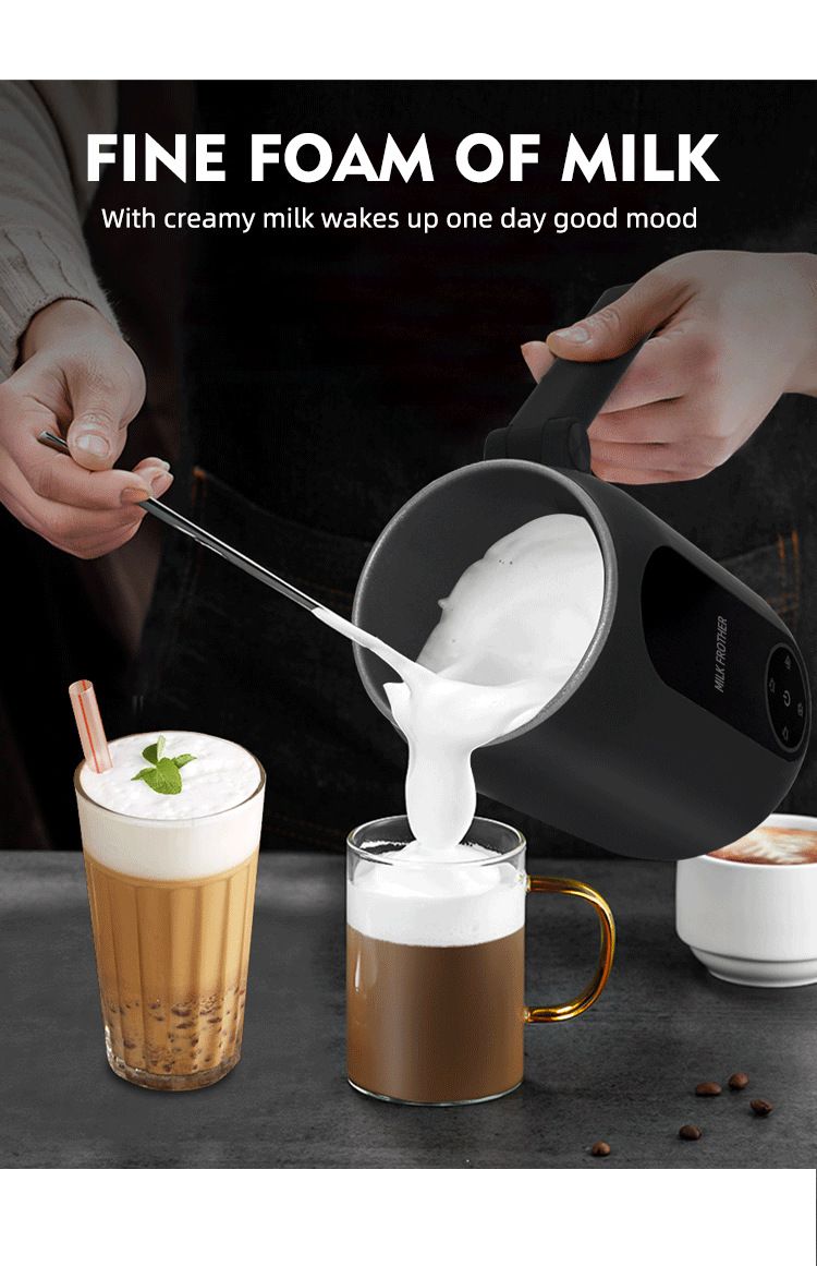 Machine à mousser le lait domestique automatique Machine à mousser le lait électrique chaud et froid Tasse de mélange de mousse de lait Machine à mousser le lait_voghion.com