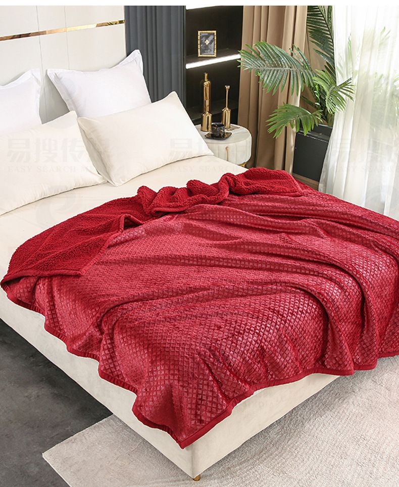 Luxury Blanket Extra Thick Waffle Knit Flannel Double Layer Ultra Soft Office Nap Throw For Sofa Bed Travel Use_voghion.com