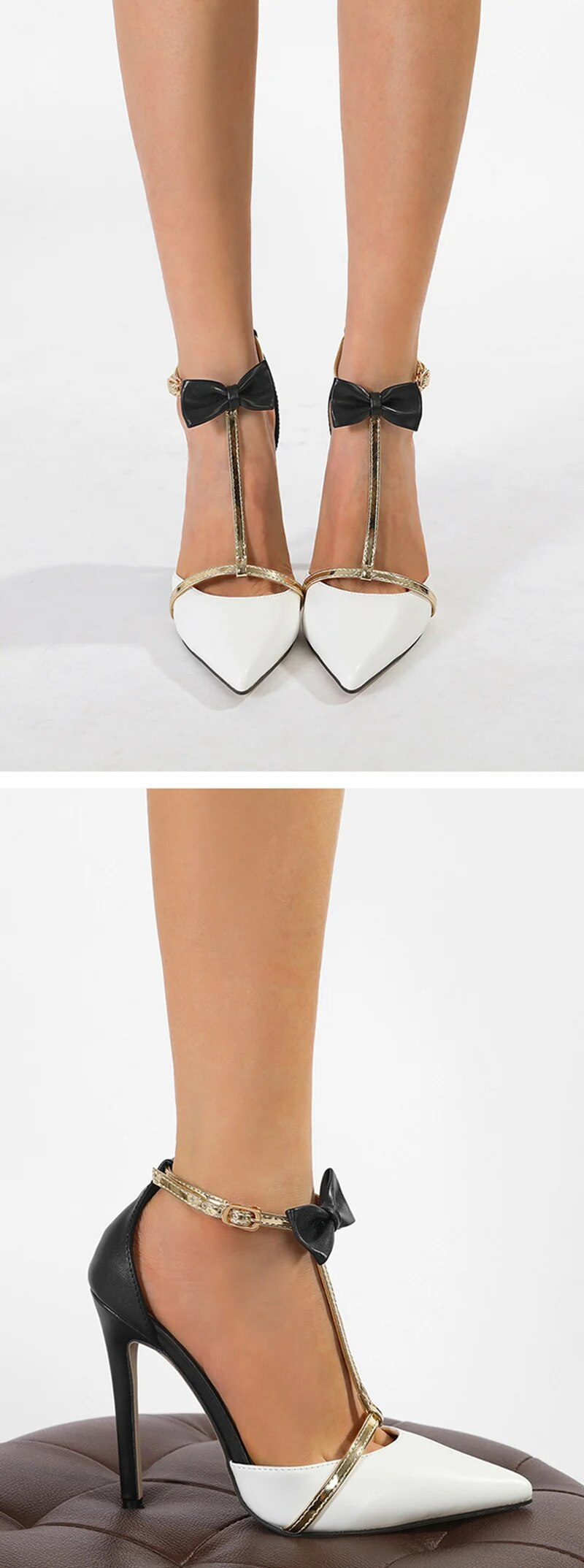 Liyke Fashion Design Bowknot Knöchelriemen Damen Pumps Sexy Spitzschuh Stripper High Heels Hochzeitsbankett Schuhe Sandalen_voghion.com