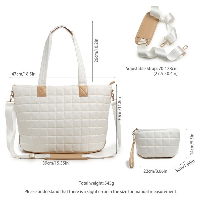 Bolsa feminina para laptop, bolsa acolchoada com zíper, bolsa de trabalho fofa_voghion.com