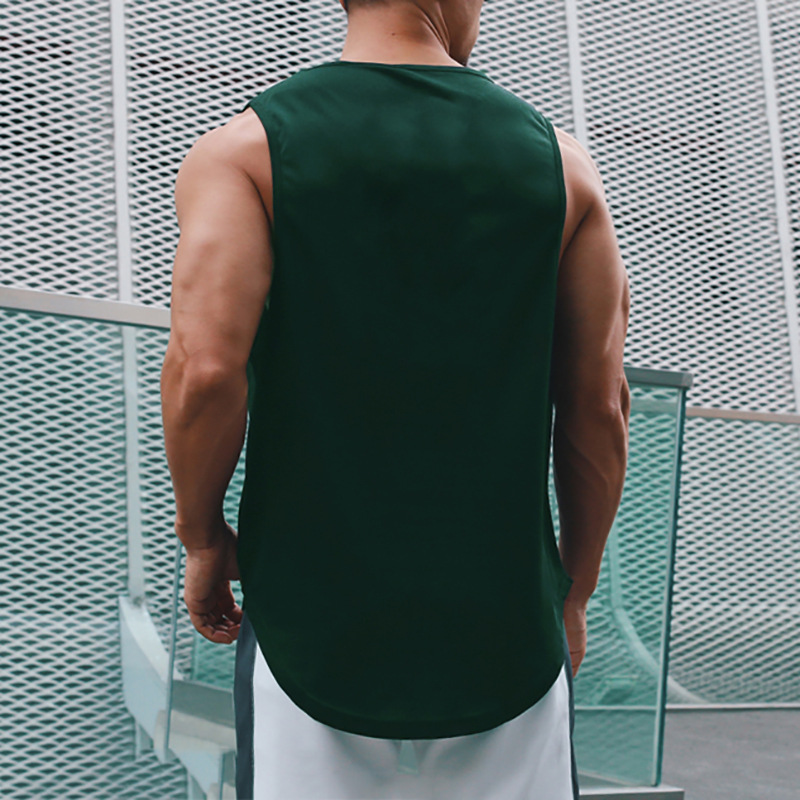 Canotta fitness da uomo estiva muscolare Canotta da allenamento per basket Maratona Maglia elastica traspirante Asciugatura rapida_voghion.com
