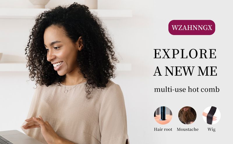 LCD Digital Heat Copper Hair Straightener Brush - 2-In-1 Styling Comb For Straight & Curly Hair (Home Use Fast Heating Anti-Scald Design)_voghion.com