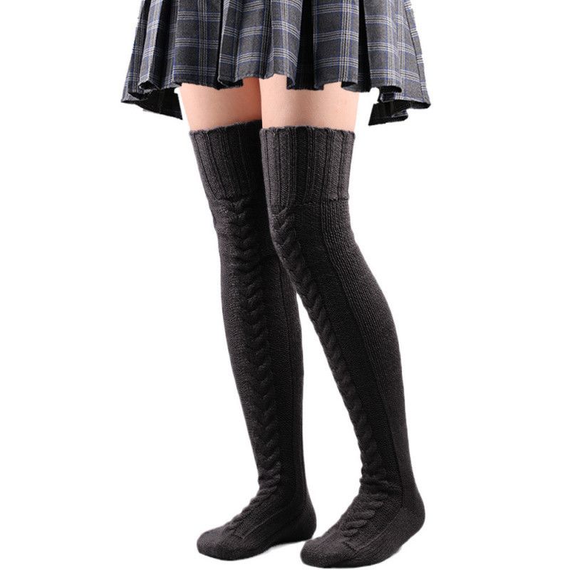 2025d Knitted Warm Foot Covers Solid Color Over-the-Knee Long Tube Slouch Thick Women's Socks_voghion.com