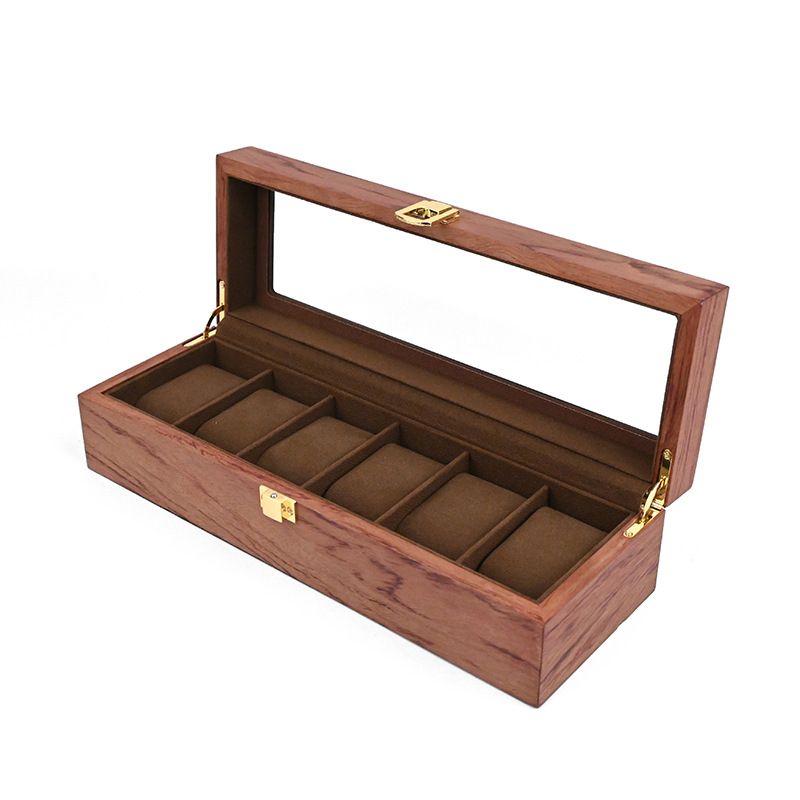 Home Storage Nuovo Spot Legno Palissandro 6 Griglia Orologio Scatola Portaoggetti Gioielli 6 Posizione Noce Anello Scatola Portaoggetti_voghion.com