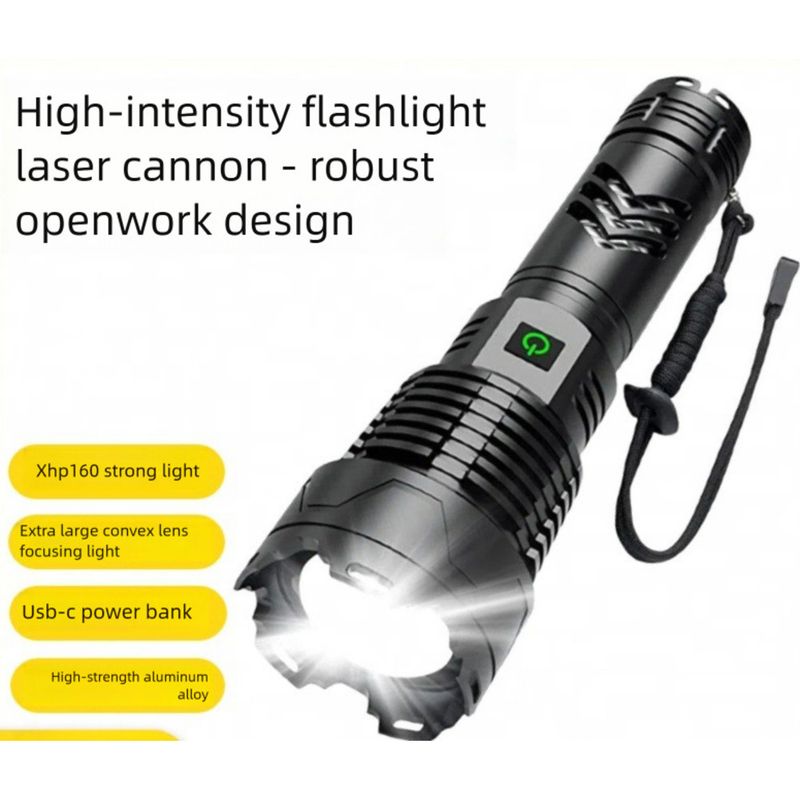 xhp199 Xhp160 With Power Bank Type-C Fast Charging Outdoor Strong Light Tactical Flashlight_voghion.com