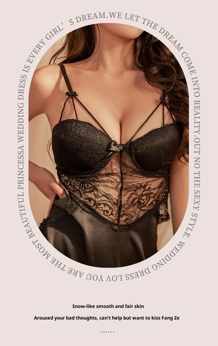 LuvBox Meinair New Women's Sexy Strap Nightdress With Chest Pads Tempting Transparent Hot Erotic Lingerie_voghion.com