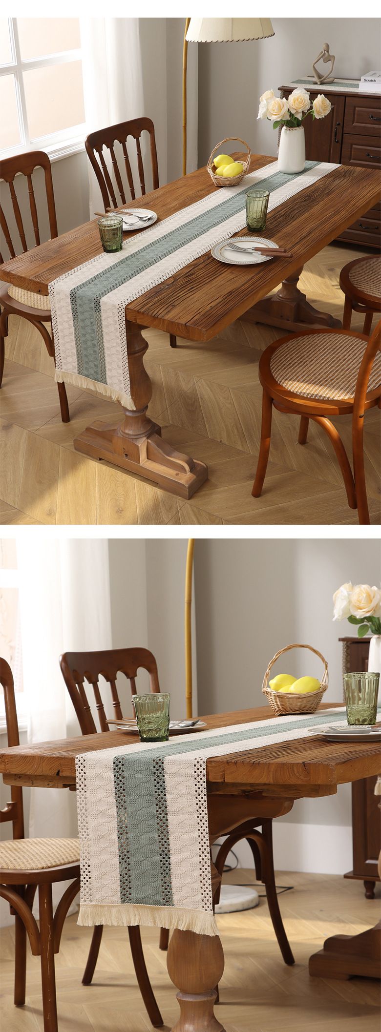 Cotton And Linen Table Runner Stitching Woven Tassel Ethnic Style Table Mat Festival Decoration Knitted Hollow Cover Cloth Light Luxury High End_voghion.com