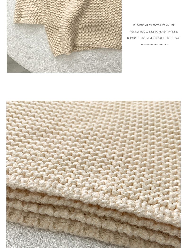 Zahome's same pure color cotton knitted baby simple nap multi-purpose thread blanket, air-conditioned leisure blanket_voghion.com
