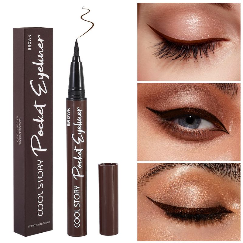 Ombretto e eyeliner combinati Cool Story Pocket Eyeliner liquido dritto a rapida asciugatura, facile da colorare, trucco pigro_voghion.com