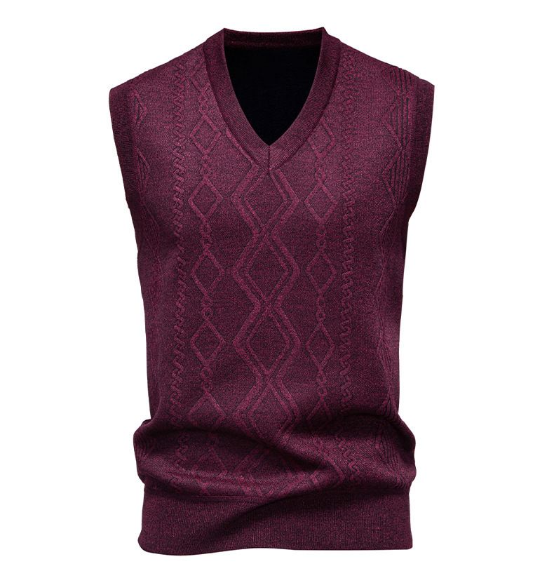 Herrenbekleidung Slim Fit Jacquard Pullover Weste Herren Slim Fit V-Ausschnitt Jacquard Pullover Weste, Strickpullover Ärmelloses Oberteil für Freizeitkleidung (L, XL, XXL)_voghion.com