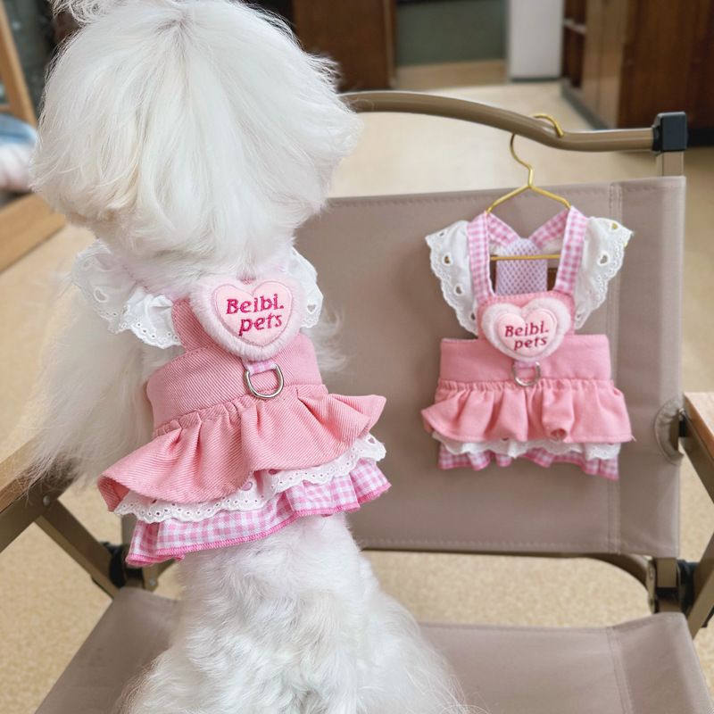 Pet Dog Clothes With Leash Attachment Princess Dress For Small Dogs Puppies Teddy Spring Summer Thin Style_voghion.com