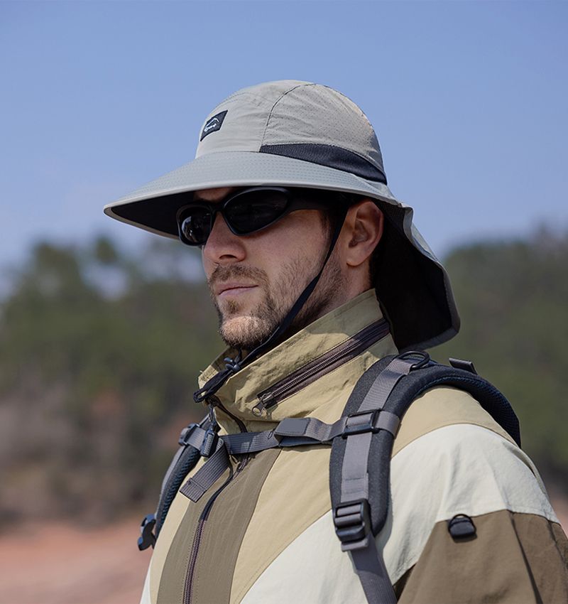 Hot Sale Xioguan 100% polyester 9249 summer men's and women's large brimmed shawl fisherman quick drying breathable sunshade hat_voghion.com