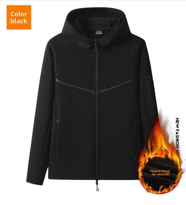 Chaqueta holgada informal de entrenamiento deportivo con gancho para otoño e invierno de 2025 para hombre, abrigo de forro polar, sudadera tipo cárdigan_voghion.com