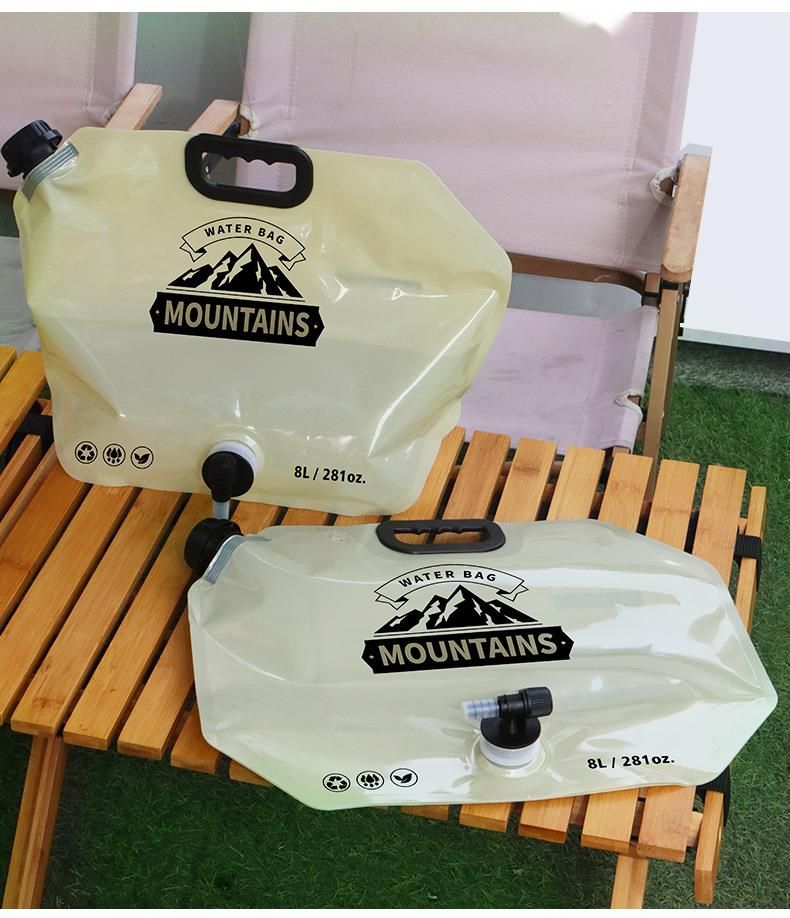 Seau d'hydratation pliable et portable pour le camping, les voyages et la randonnée, grande capacité (8 L), souple et épais._voghion.com