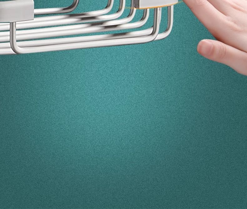 Jabonera de aluminio inoxidable: organizador de baño de pared sin taladros y con orificios de drenaje (plata elegante, opciones individual, doble y triple)_voghion.com