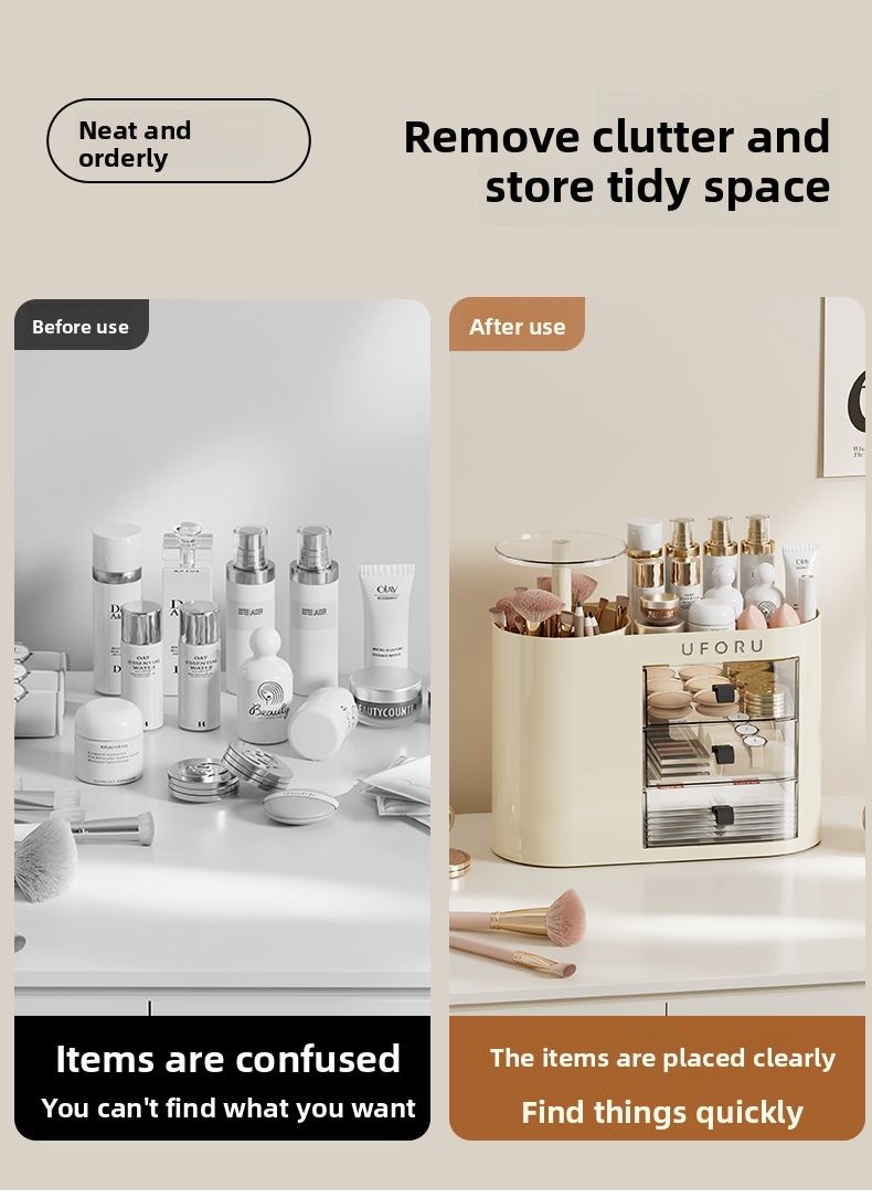 Drawer-style Organizer Desktop Vanity Multi-functional Cosmetic Makeup Brush Storage Rack Lipstick Jewelry Box_voghion.com