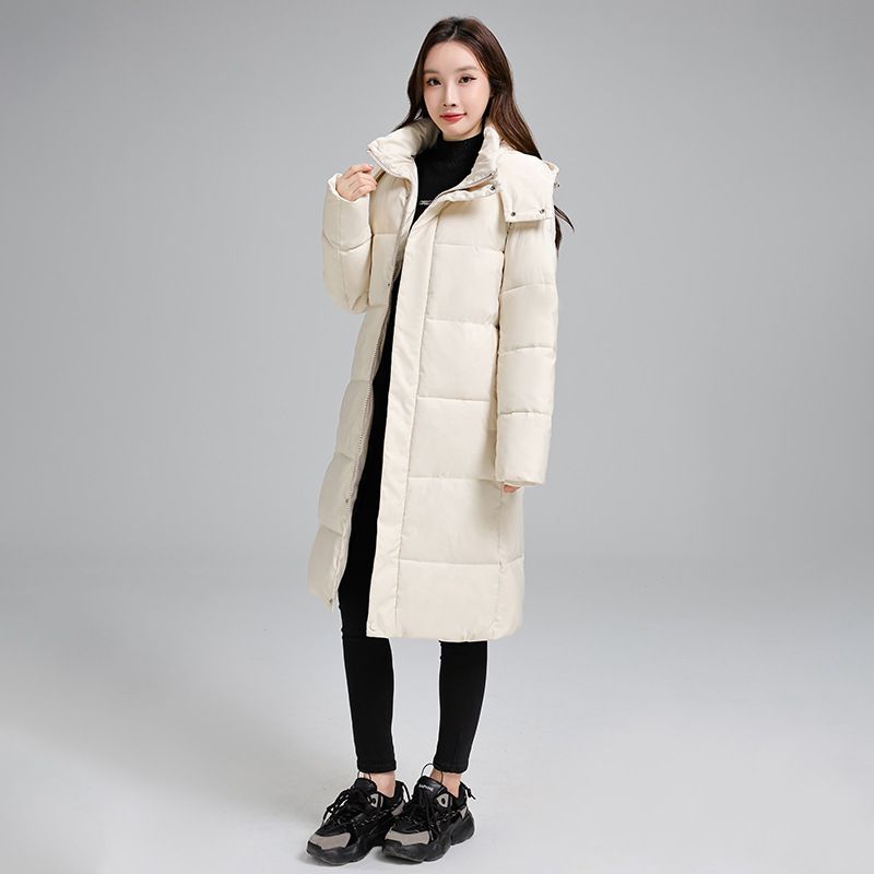 Neue lockere Daunen-Winterjacke aus Baumwolle mit erweiterter Kapuze für Damen_voghion.com