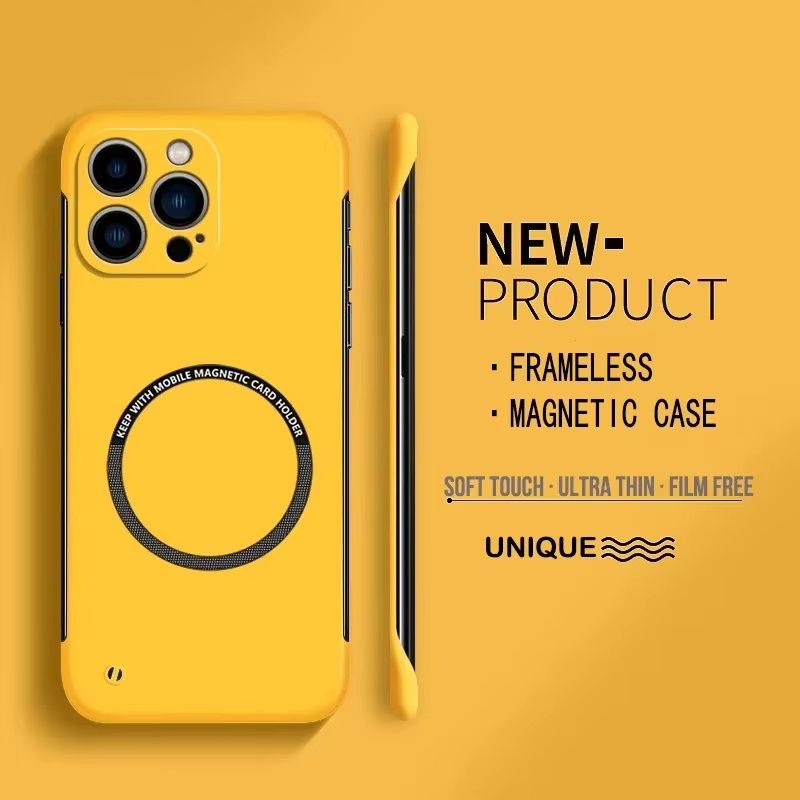 Rahmenlose Hülle 13 12 11 16E Schlanke magnetische Handyhüllen für iPhone 15 14 Pro Max 16 Plus Cover_voghion.com
