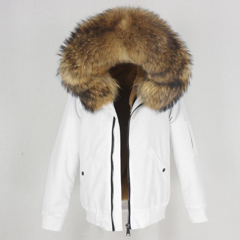 Abbigliamento donna nuovo parka con fodera in pelliccia artificiale ispessita, giacca con collo in pelliccia di volpe vera staccabile, cappotto di pelliccia_voghion.com