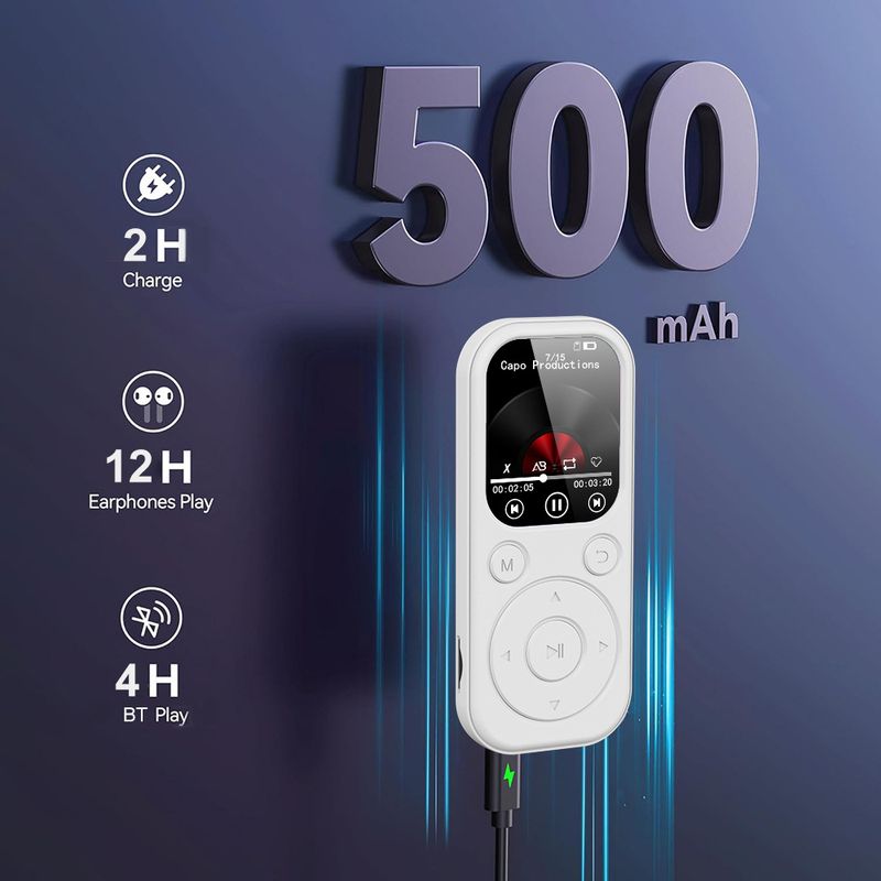MP3 player de 1,8 polegadas Bluetooth 5.4 Walkman portátil compatível com gravação de e-books Rádio FM Player de música Cartão TF expansível_voghion.com