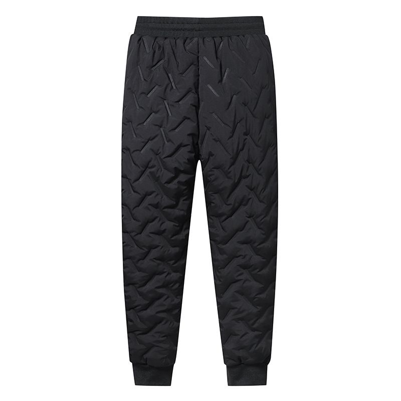"Men's Fleece-Lined Winter Pants – Thickened Polyester Thermal Joggers With Elastic Waist (Black, M-5XL)"_voghion.com