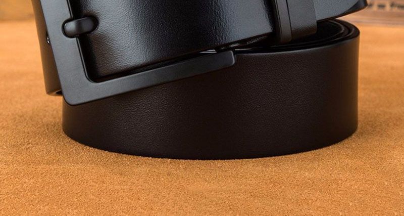 VARME menns toppkvalitets nye design massivt kuskinn menn ku ekte skinn kuskinn svart nålespenne metallbelter jeans_voghion.com