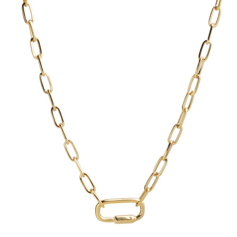 New Trendy Climbing Buckle Pendant Titanium Steel Non-Fading Paperclip Necklace Unisex Cuban Clavicle Chain_voghion.com