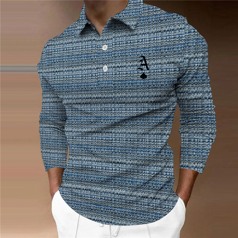 Erkek spor moda 3D polo gömlek Uzun kollu T-shirt rahat erkek moda ince giyim düğmesi polo_voghion.com
