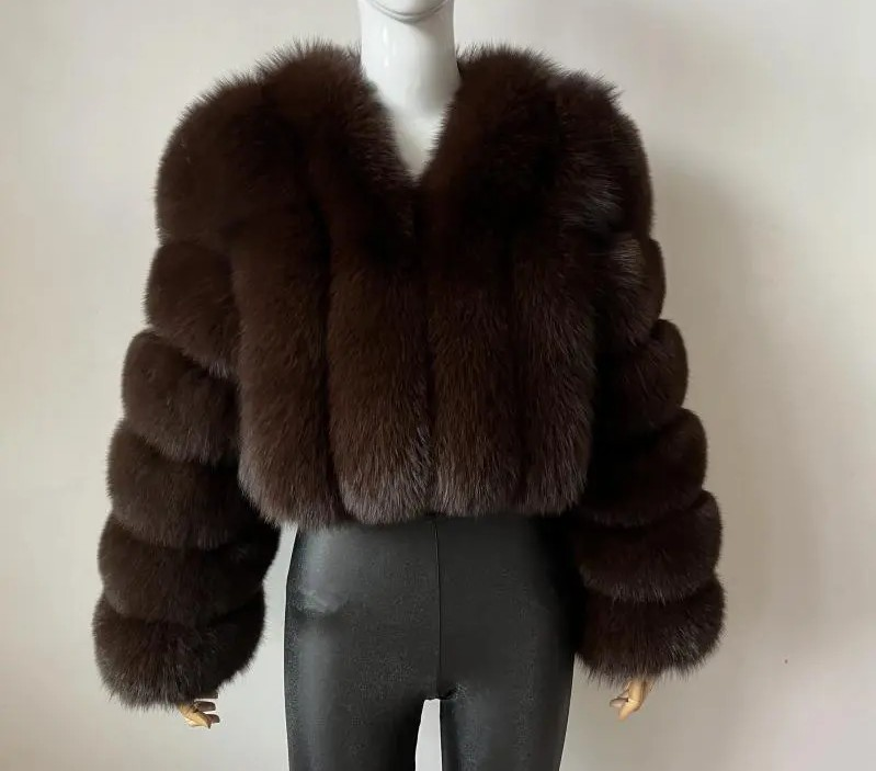 Cappotto da donna in finta pelliccia di volpe, spesso, corto, in finta pelliccia, a maniche lunghe_voghion.com