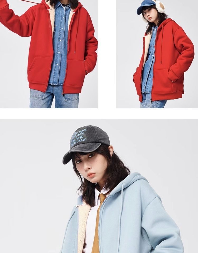 Casaco de pelúcia para homens e mulheres 2024, novo, pequeno, estilo preguiçoso, top de inverno, grosso, lã de cordeiro, cardigan 12_voghion.com