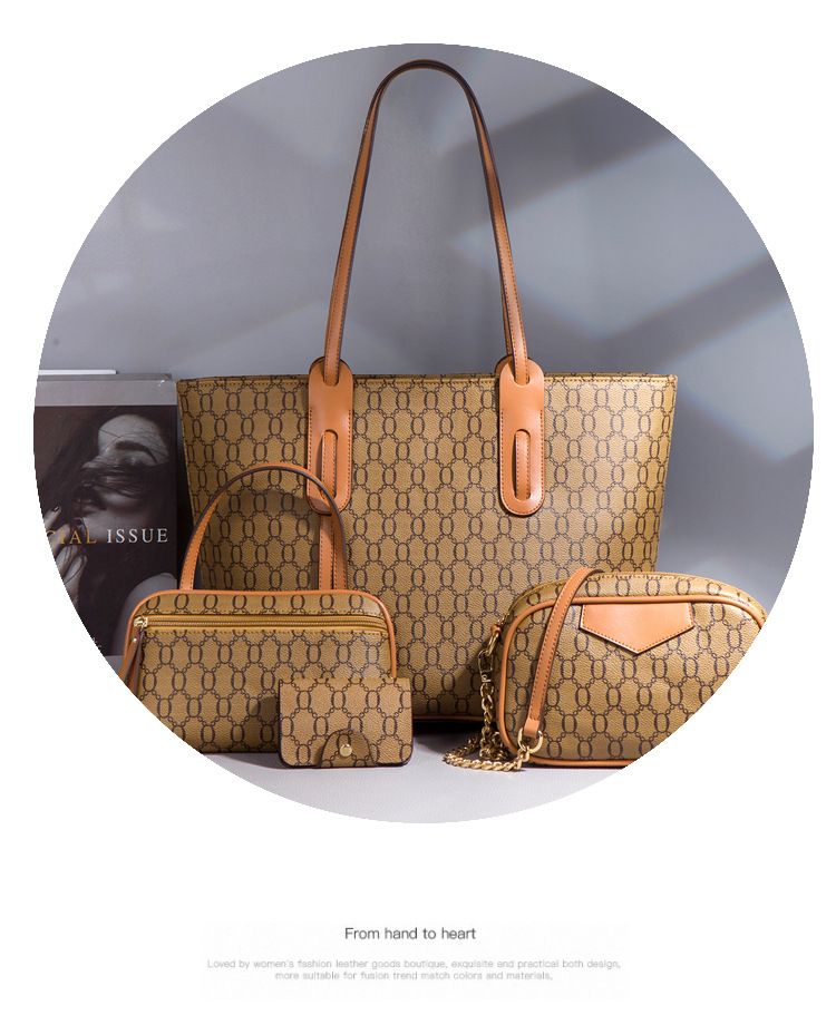 New embossed design large tote handbag fashionable trend shoulder crossbody bag large capacity three piece mother and child bag_voghion.com