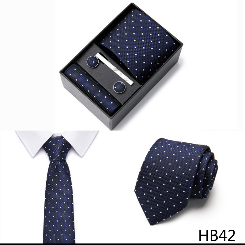 Business-Professioneller Anzug für Herren, blau gestreift, Geschenkbox, Polyester-Seide, 7,5 cm, Geschäftsgeschenk, neuer Stil_voghion.com