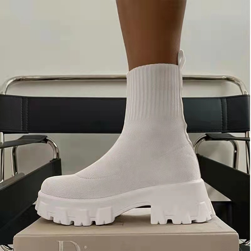Women's Sports Ankle Boots, New Autumn Winter Style, Large Size Slip-On Sock Boots_voghion.com