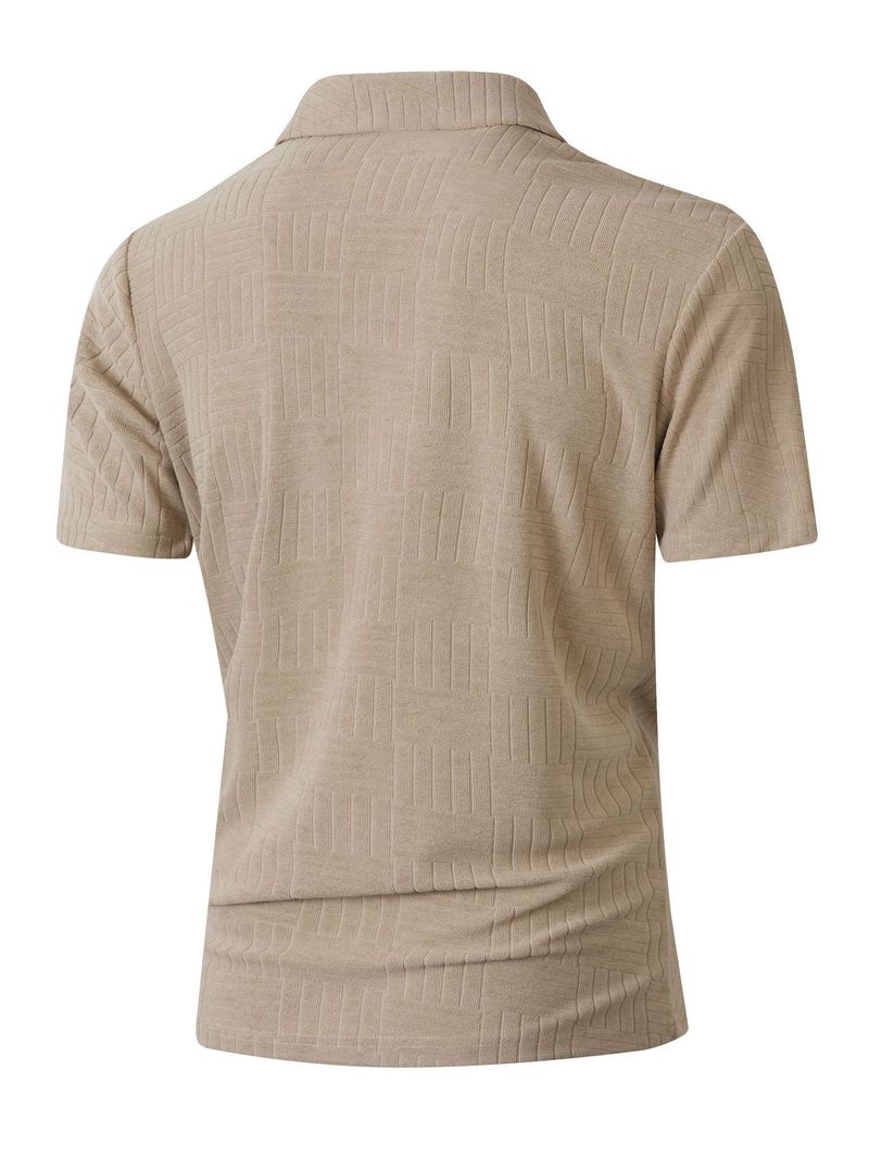 Summer New European And American Men's Polo Shirt Short Sleeve Button T-shirt Loose Jacquard Top Tees Shirt Men's Fashion_voghion.com