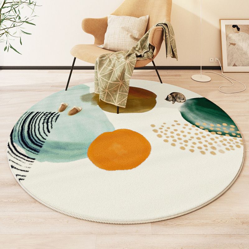 Runder Wohnzimmerteppich, Schlafzimmer, moderner Couchtischteppich, Schreibtischstuhl, Lammwolle, verdickt, rutschfest, Erkerfenster, Balkon_voghion.com
